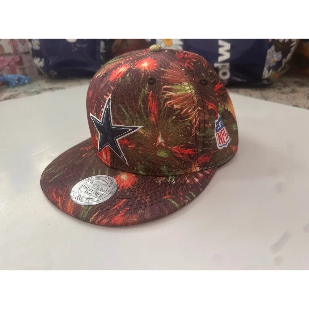 Mitchell & Ness Dallas Cowboys Snapback Hat NFL Firework Graphic Print Cap Mens